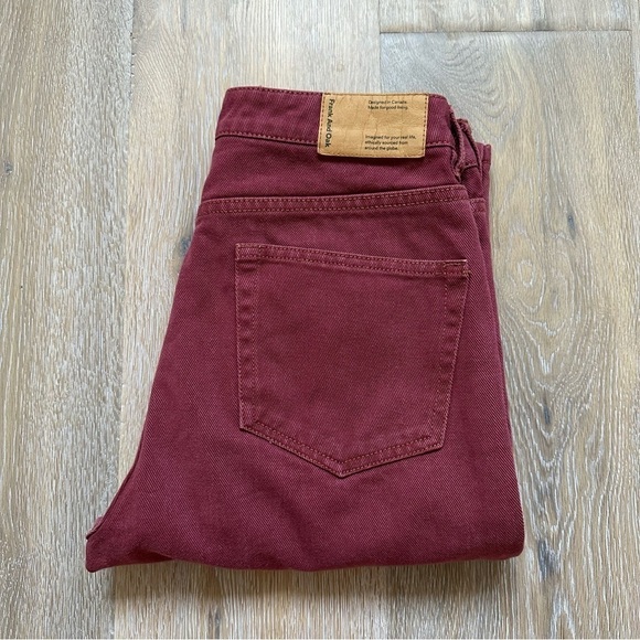 Frank & Oak Jeans Stevie High Rise Tapered Straight Rusty Red - Size 27 - Picture 4 of 16
